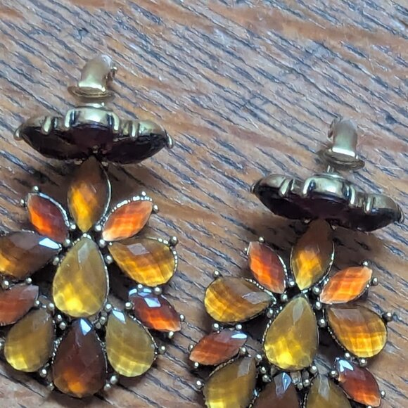 Vintage Liz Claiborne Clip On Rhinestone Costume Earrings Victorian Art Deco - Picture 6 of 7